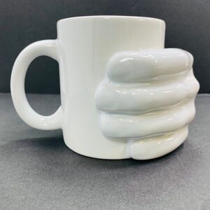Thumbs Up Hand Holding 3D Coffee Mug Cup Ceramic 3 1/8" Diameter 3.75 Tall